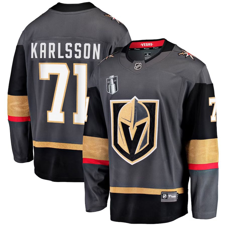 Men Vegas Golden Knights #71 William Karlsson Fanatics Branded Black 2023 Stanley Cup Final Alternate Breakaway Player NHL Jersey